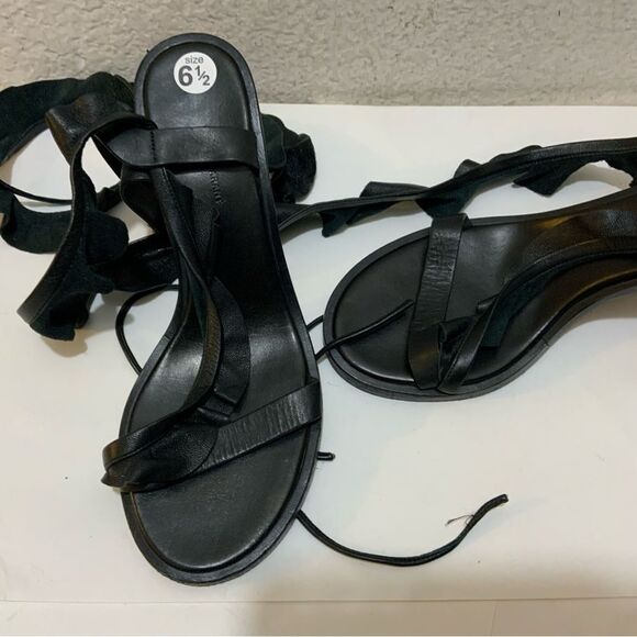 Isabel Marant Black Leather Ruffle Tie Detail size 37 Italy - Picture 9 of 12